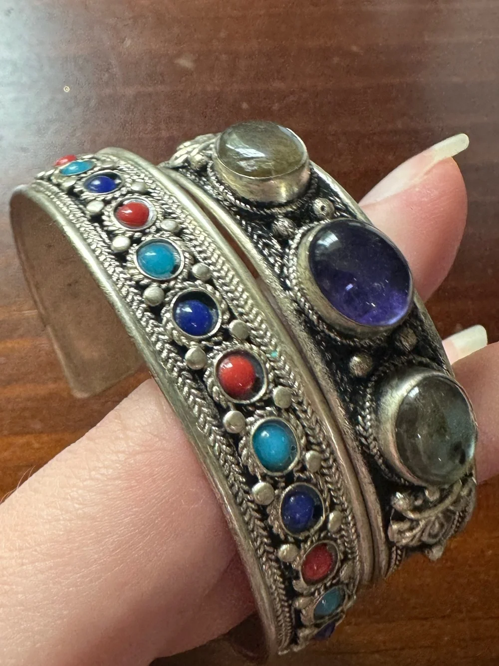 Vintage Lot of Six Silver Tone Rhinestone Bangle Bracelets